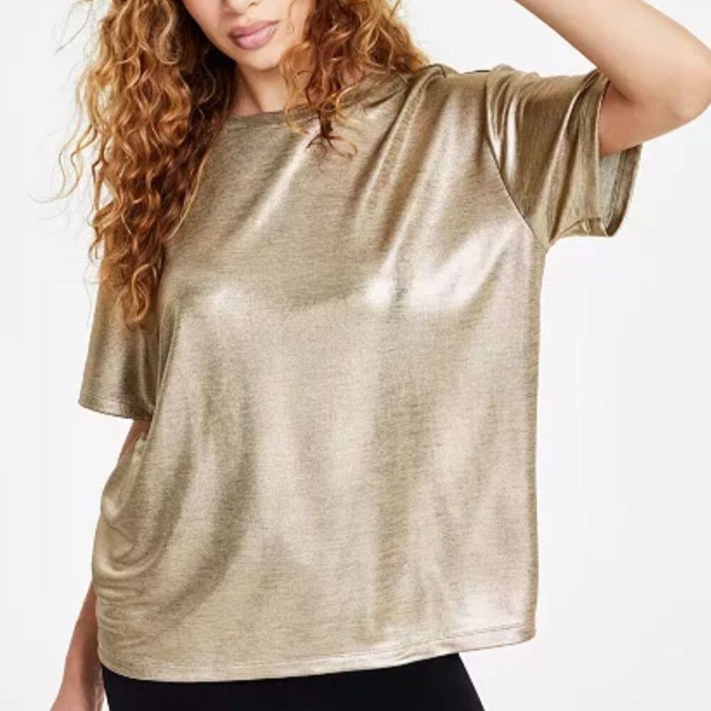 Bar III, Metallic Short-Sleeve Shirt, Plus Size 3X (NWOT)